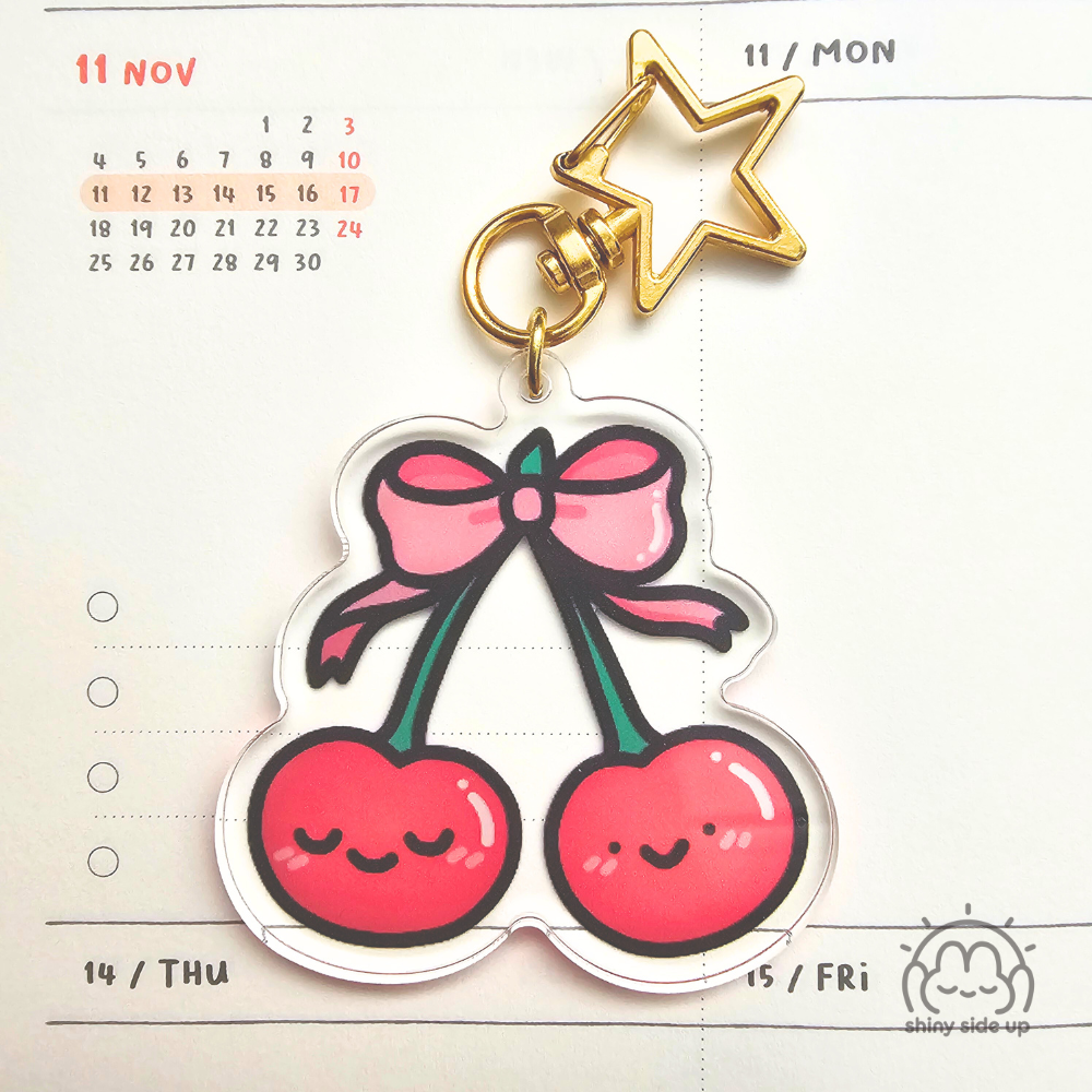 Cherry Ribbon - Acrylic Keychain