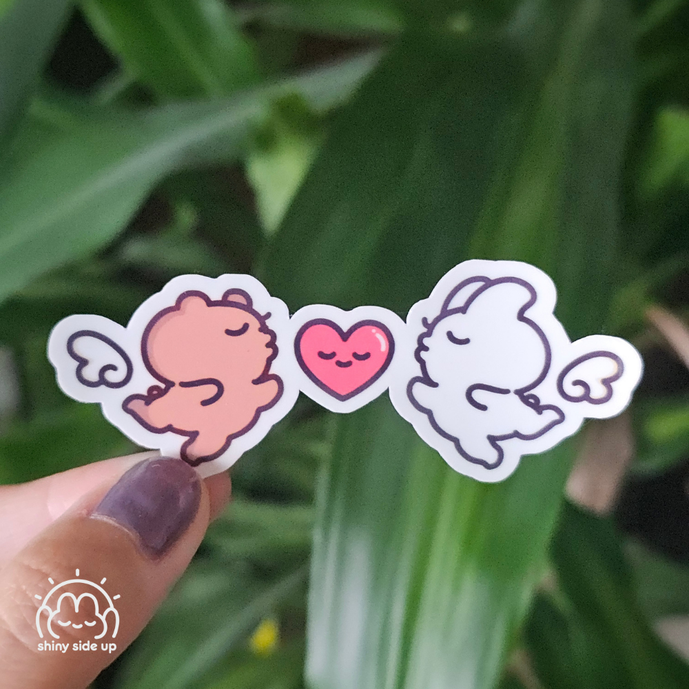 bunny & bear angels in love - Sticker