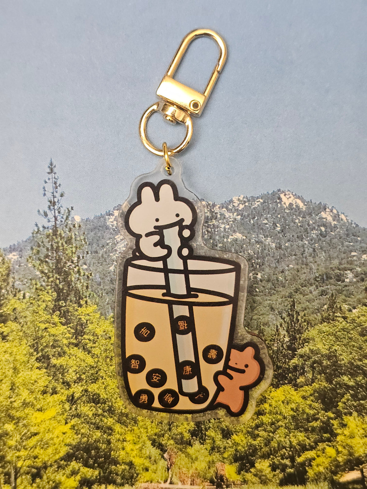 bubble tea bunny & bear - acrylic keychain