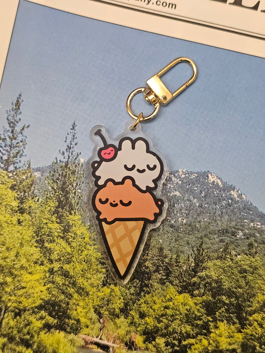 ice cream bunny & bear - acrylic keychain