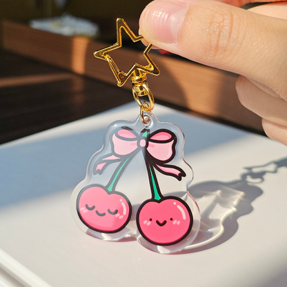 Cherry Ribbon - Acrylic Epoxy Keychain